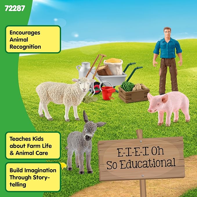 Schleich Farm World - Animal Feeding Playset for Boys and Girls - Farm Animal Toys for Imaginative Play - Kids Ages 3+| 72287