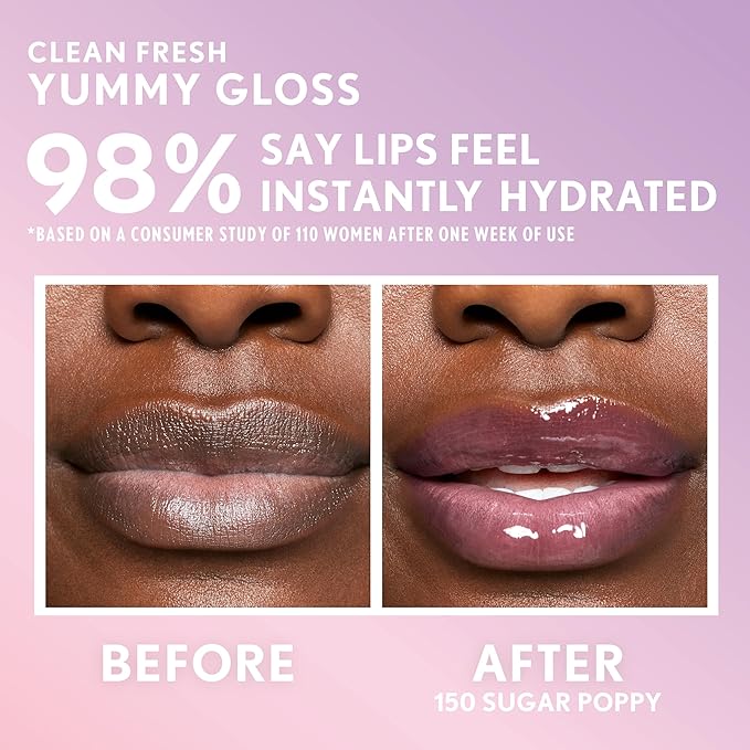 COVERGIRL Clean Fresh Yummy Lip Gloss, Sheer, Natural Scents, Vegan Formula - 150 Sugar Poppy, 0.33 fl oz