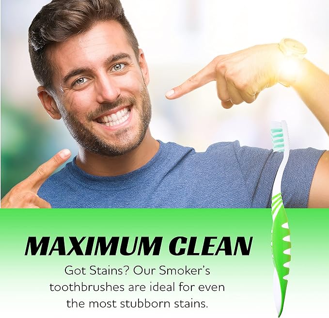 Extra Firm Toothbrush, Hard Bristle Toothbrush Set for Adults or Smokers Travel Kit, Multicolor Denture Brush, Large Head, Manual Travel Toothbrush Hard Bristles