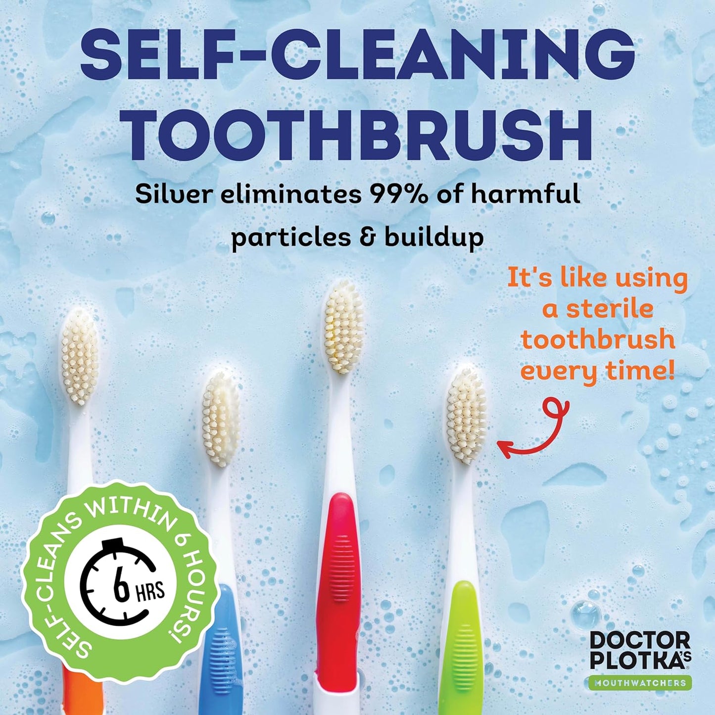 MOUTHWATCHERS Soft Flossing Manual Toothbrush for Adults, Blue, Ultra Clean, Good for Sensitive Teeth and Gums, by Dr. Plotka's