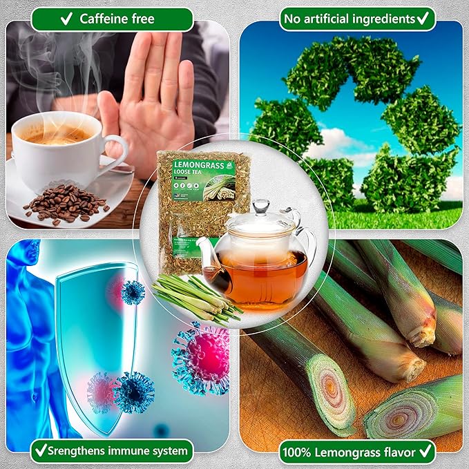 Lemongrass Tea Loose Leaf Bulk – 8 oz Loose Leaf Herbal Tea – Tea With Lemongrass – Lemongrass Teas – Caffeine Free - Loose Leaf Tea Lemongrass - Lemongrass Tea Loose – Lemongrass For Tea