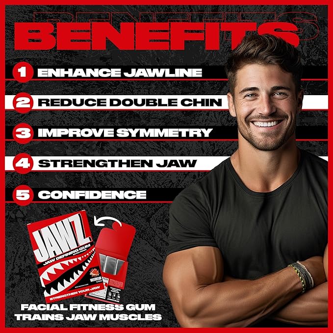 Jawline Chewing Gum (4 Month Supply) Watermelon - Define Your Jawline, Slim and Tone Your Face - Facial Exerciser for Men and Women - Sugar Free Hard Gum (10 Packs) (120 Pieces)