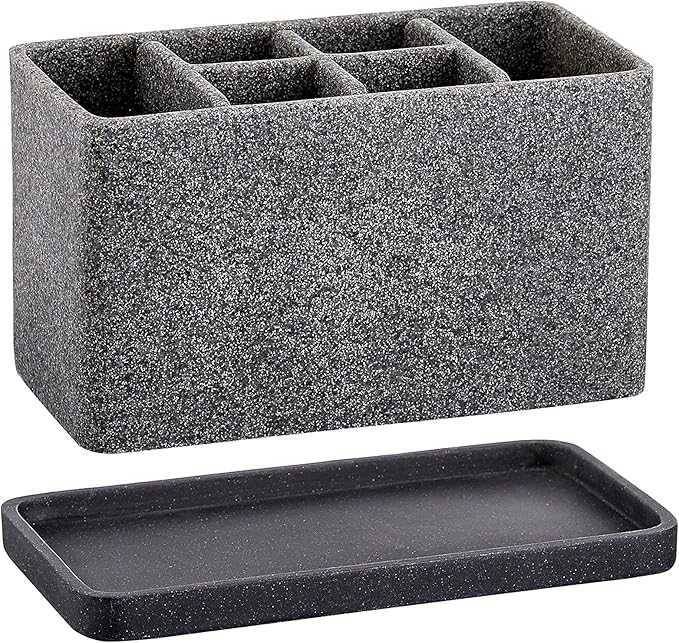 ZCCZ Toothbrush Holder, 6-Slot Bathroom Organizer for Countertop Storage, Holds Toothpaste, Dental Floss, Razor, Comb, Makeup Brushes, and More, Compact Tooth Brushing Stand for Efficient Organization