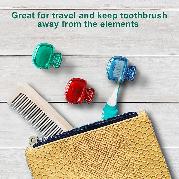 Mspan Toothbrush Head Cover Cap: Tooth Brush Protector Cute Plastic Clip Pod Compatible with Standard & Electric Toothbrush - Travel Case for Traveling & Home - 4 Packs