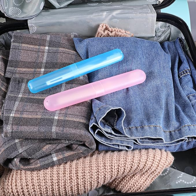 8 PCS Plastic Toothbrush Case Travel Toothbrush Holder Portable Toothbrushes Travel Case Dustproofs Toothbrushes Container Tooth Brush Cases Colored Tooth Brush Holder for Travels Camping Home,2 Size