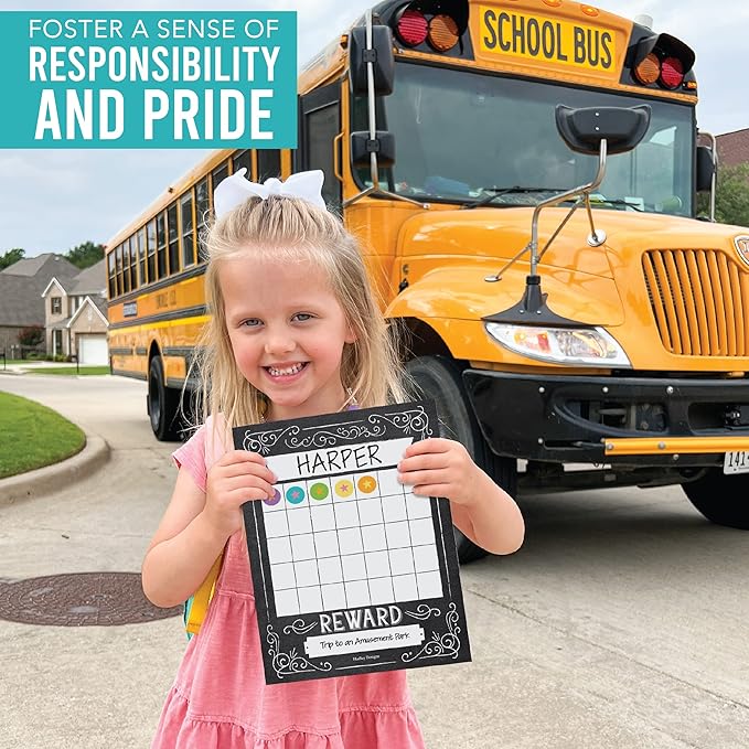 Sticker Chart for Kids Behavior at Home & Classroom - 25 Reward Chart for Kids Incentives, Gold Star Sticker Sheets, Chalkboard Theme Incentive Charts for Classroom Must Haves