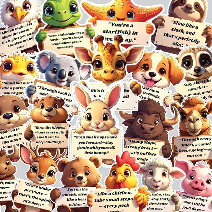 50 PCS Emotional Support Animal Stickers - Affirmation Sticker Pack for Kids and Adults Fun Inspirational Quotes, Laptops, Water Bottles, Phones Positive Quotes