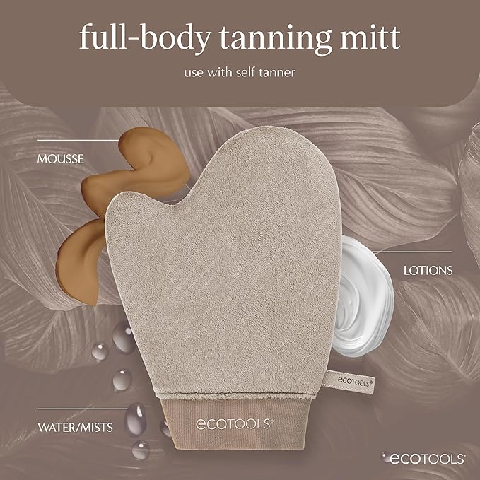 EcoTools Good Tan Full-Body Tanning Mitt, For Self Application, Use Soft Tanner Mitt With Mousse, Lotions, & Waters, Eco Friendly Sunless Applicator, Vegan, & Cruelty-Free, 1 Count