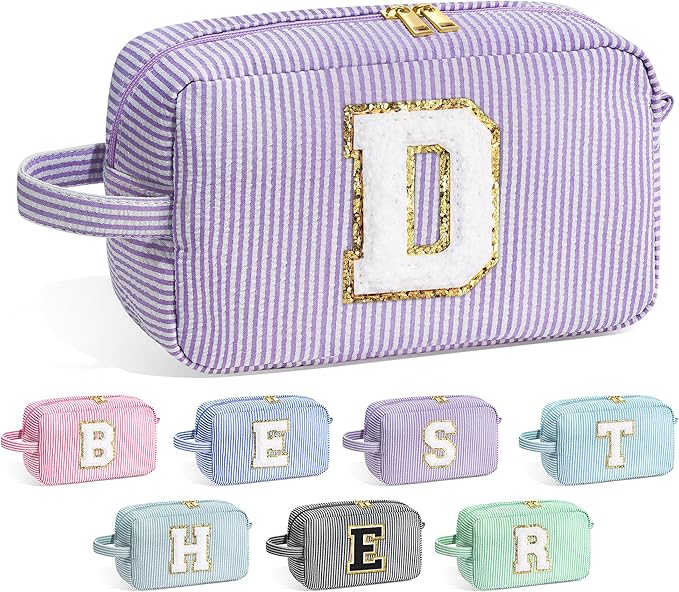 YOOLIFE Gifts for Sister - Birthday Gifts for Sister, Sister Gifts, Sisters Gifts from Sister, Sister In Law Gifts, Personalized Gifts Idea for Women Her, Travel Initial Purple Makeup Bags for Women D