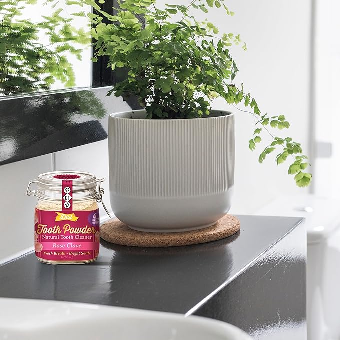 The Dirt - Remineralizing Tooth Powder, Natural Fluoride-Free Teeth Whitening Powder with Hydroxyapatite, Flouride & Gluten Free, Organic Vegan (Rose Clove, 51g: 6 Month Supply)