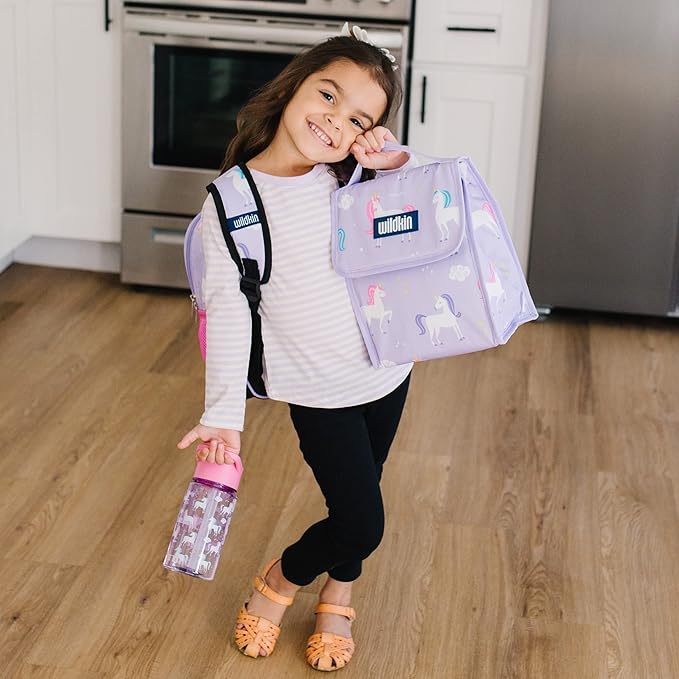 Wildkin Kids 16 oz Reusable BPA-Free Tritan Plastic Water Bottle with Leak Proof Lid for Boys & Girls, Durable and Easy to Clean Water Bottles for Toddlers - Unicorn