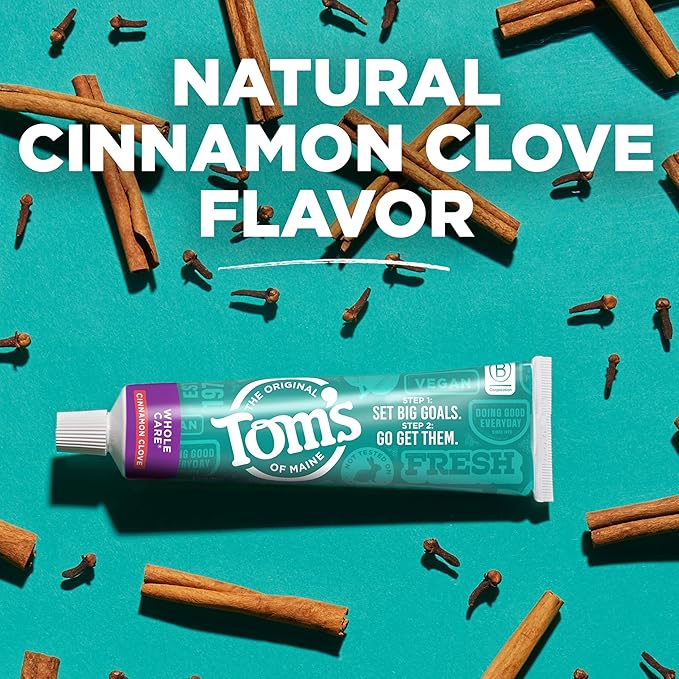 Tom's of Maine Whole Care Natural Toothpaste with Fluoride, Cinnamon Clove, 4.0 oz. 3-Pack (Packaging May Vary)