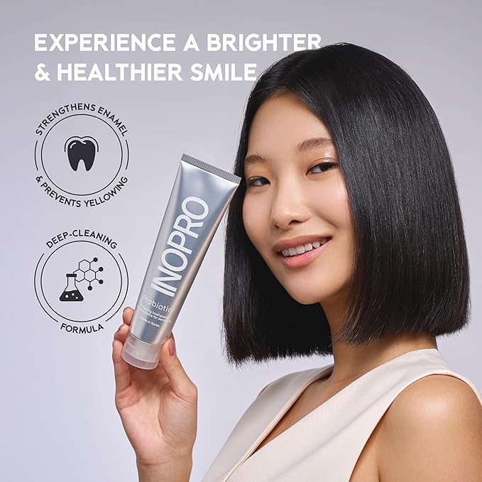 InoPro Natural Whitening Hydroxyapatite Toothpaste with Probiotic for Sensitive Teeth, Fluoride Free Enamel Repair Remineralizing Toothpaste, SLS Free, Baking Soda, Coconut Oil, 5oz