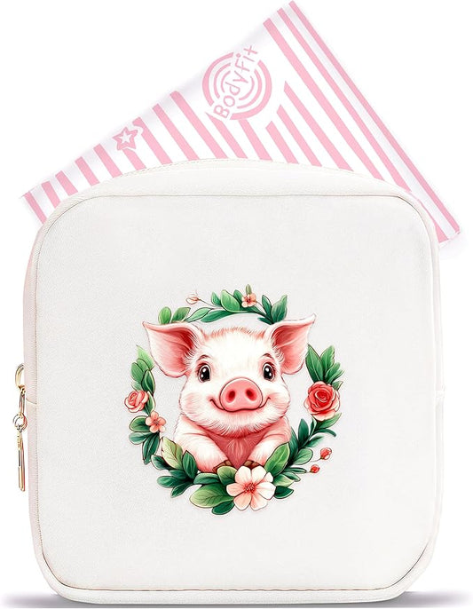 Pig Mini Makeup Bag, Pig Gift For Women Girls, Cute Portable Zipper Pouch Cosmetic Bag For Teen Girls Kids, Small Storage Bag For Sanitary Pad, Period napkin bag!