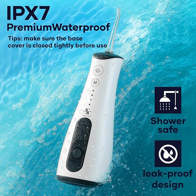 Cordless Water Flosser, Water Dental Flosser, Rechargeable Irrigation Cleaner,4 Modes Portable Water Flosser with 5 Nozzles, Water Flossers for Teeth, Dental Tools (White)