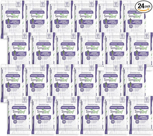 Simpleaf Flushable Wet Wipes Lavender| Eco-Friendly, Paraben & Alcohol Free | Hypoallergenic & Safe for Sensitive Skin | Soothing Aloe Formula | (24 x 25 Counts Convenient Pack) 600 Counts Total