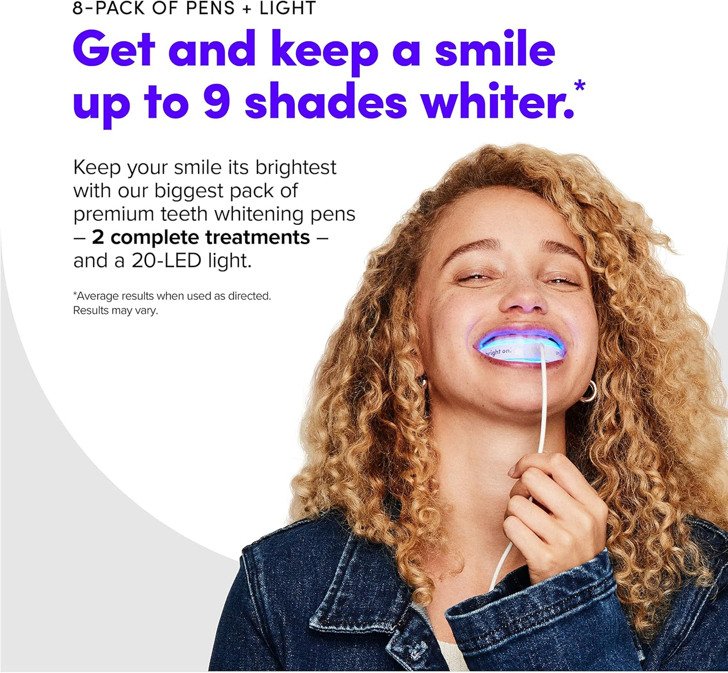 SmileDirectClub Teeth Whitening Kit with LED Light - 8 Pack Gel Pens - Professional Strength Hydrogen Peroxide