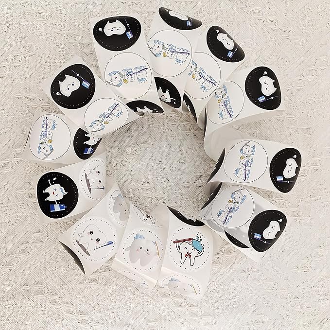 Oringaga 500 Tooth Party Decorations Teeth Roll Stickers Teeth Themed Birthday Baby Shower Gender Revealed Party Decorations Supplies Decor DIY Sticker Labels