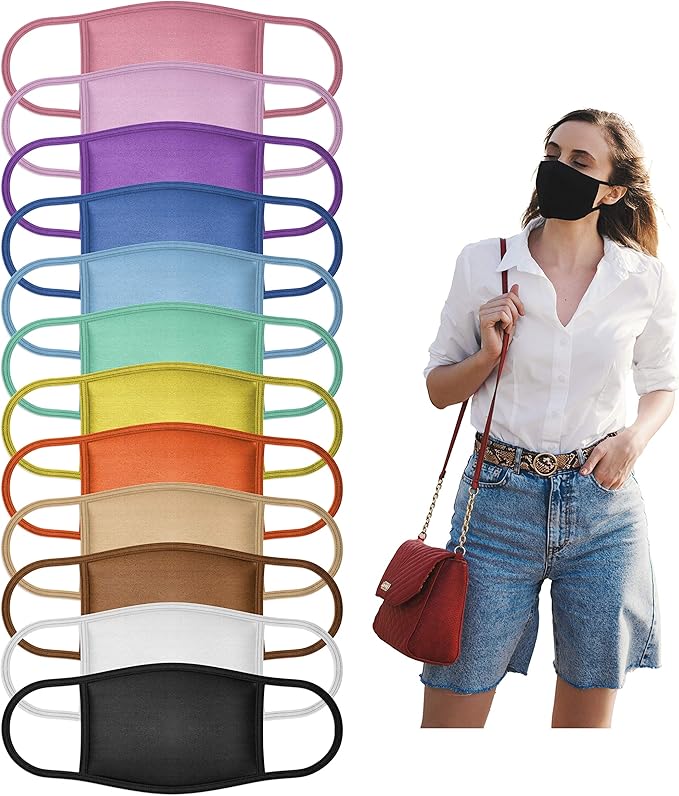 12 Pack Face Masks | Washable and Reusable | 2 Ply Cotton Spandex | Regular Size