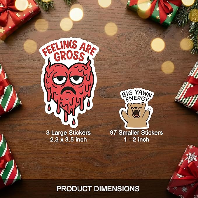 100 Pcs Funny Stickers Pack – Hilarious Quotes, Meme & Humor Vinyl Waterproof Decals for Laptop, Water Bottle, Scrapbook, Hard Hat, Bumper – Gift for Men, Women, Teens