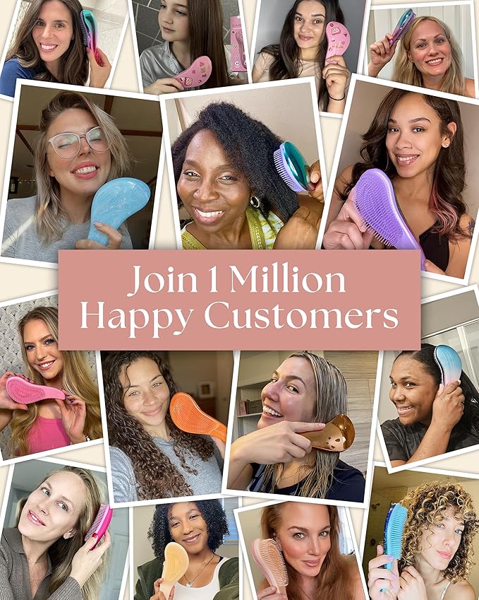 Lily England Detangling Comb & Hair Brush Set - Wide Tooth Comb for Curly, Straight, Thick, Fine & Wet Hair - Gentle & Pain-Free Detangler for Women & Kids - Lightweight Haircare Tools, Purple-Glitter