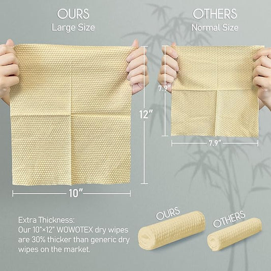 Bamboo Rayon Disposable Face Towel Biodegradable Large Dry Face Wipes 120 Count / 2 Boxes Extra Thick Soft Clean Facial Towels for Sensitive Skin, Makeup Removing, Facial Cleansing, Nursing