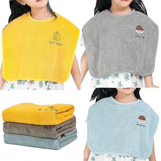 3 Pack Baby Bibs for Girls or Boys, Waterproof, Towel Toddler Bibs for 1-3 Years