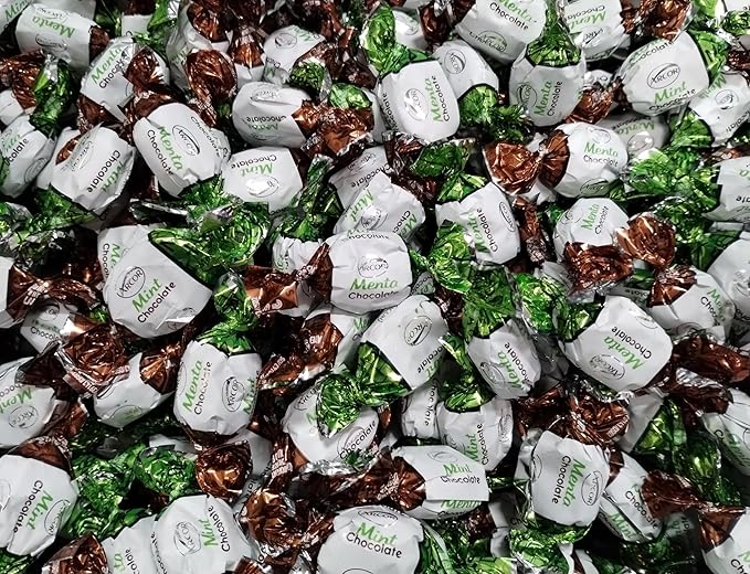 Chocolate Filled Mint Hard Candy - 2 lbs of Decadent Creamy Chocolate Filled Icy Mint Coolness Individually Wrapped Candies