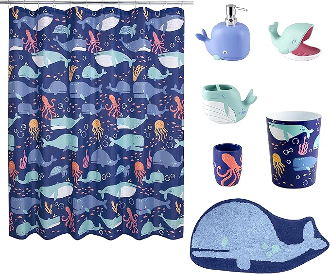 Allure Home Creation Whales Bath Set 7-Piece Bundle