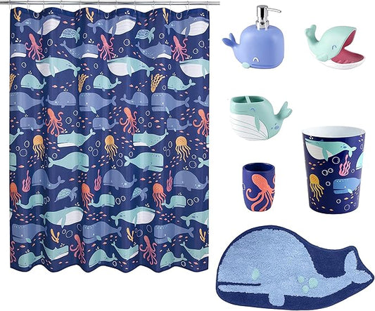 Allure Home Creation Whales Bath Set 7-Piece Bundle