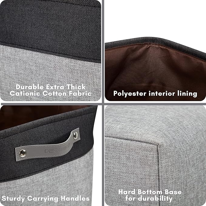 DECOMOMO Extra Large Storage Baskets, 54.5L Fabric Storage Bins for Organizing Linen Closet, Nursery (Grey & Black, XXXL - 3 pack)