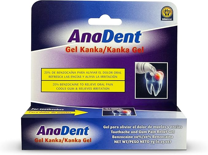 Toothache Gel, 20% Benzocaine Oral Gel for Instant Pain Relief, Oral and Toothache Medicine for Severe Pain, Fast Acting Relief of Cavity and Canker Sores, 0.25oz