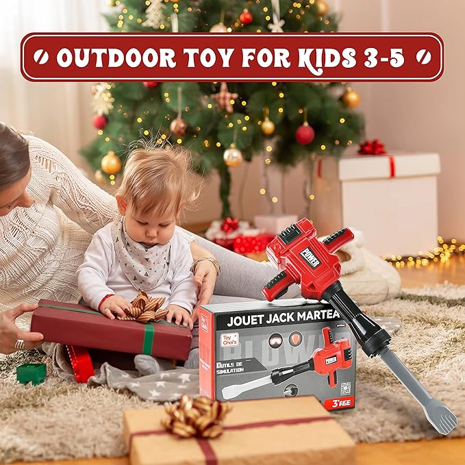 Toy Choi's Kids Jackhammer Toy Drill - Pretend Play Jackhammer with Realistic Sound & Action, Kids Construction Toys for Boys Girls Aged 3-5,4-7