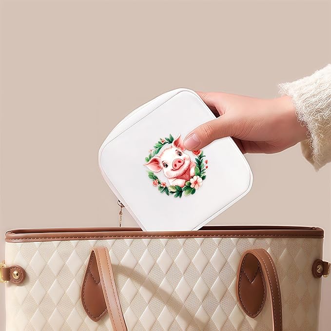 Pig Mini Makeup Bag, Pig Gift For Women Girls, Cute Portable Zipper Pouch Cosmetic Bag For Teen Girls Kids, Small Storage Bag For Sanitary Pad, Period napkin bag!