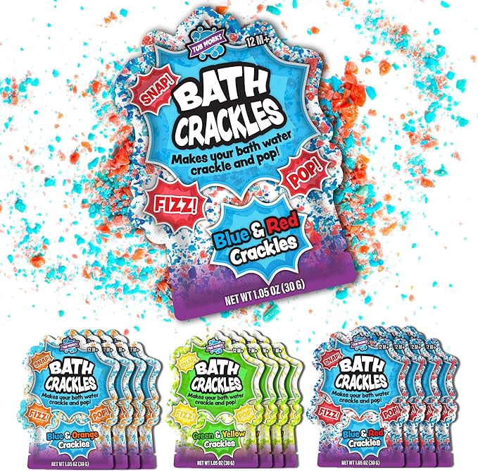 Tub Works® Bath Crackles Bath Toy, Variety 12 Pack | Nontoxic & Fragrance-Free | Makes Bath Water Crackle & Pop for a Unique Kids Bath | Swirl Water for Fizzy Fun | Sensory Kids & Toddler Bath Toys