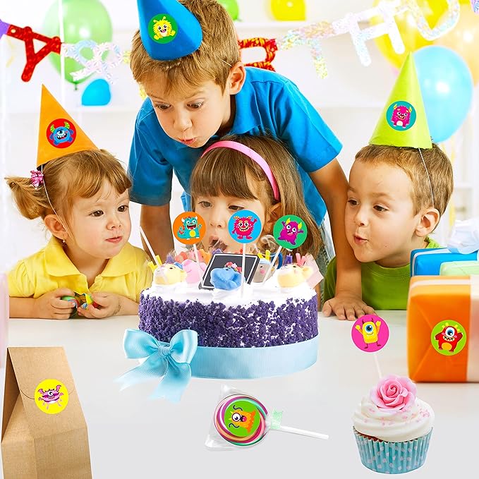 600 PCS Cartoon Monster Stickers for Kids, Party Decoration Teacher Reward Encouragement Motivational Decals 16 Designs Value Pack (1.5" in Diameter)