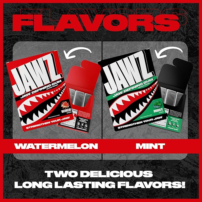 Jawline Chewing Gum (4 Month Supply) Watermelon - Define Your Jawline, Slim and Tone Your Face - Facial Exerciser for Men and Women - Sugar Free Hard Gum (10 Packs) (120 Pieces)