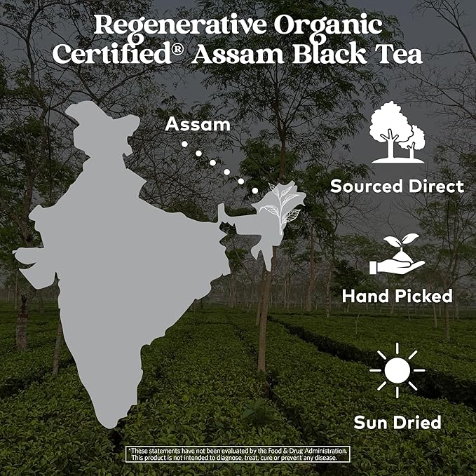 Organic India Purely Assam Black Tea - Caffeinated Herbal Tea Bags with Natural Assam Leaves, Enjoy with Milk & Sweetener, USDA Organic, Non-GMO, Fairtrade Certified - 18 Bags (Pack of 3)