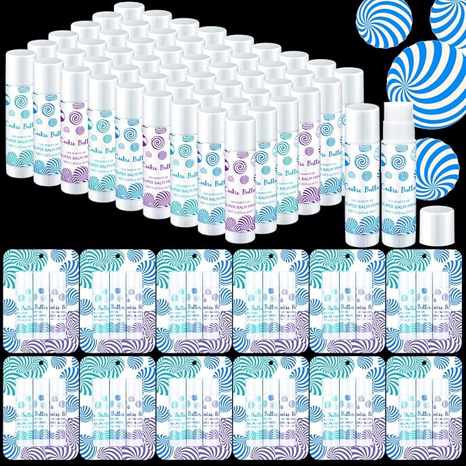 Leelosp 72 Pcs Christmas Lip Balm Candy Shapes Lipstick Set Lip Care Sugar Moisturizing Balms Natural Organic for Christmas Gifts Stocking Stuffers for Coworker Employee Winter Holiday Party Favors