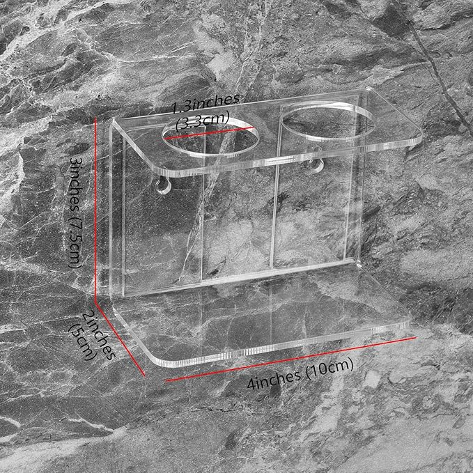 2 Pack Self Adhesive Toothbrush Holders Wall Mounted, 2 Slots Electric Toothbrush Organizer for Shower, Toothbrush Hanger for Bathroom, Medicine Cabinet, Dorm