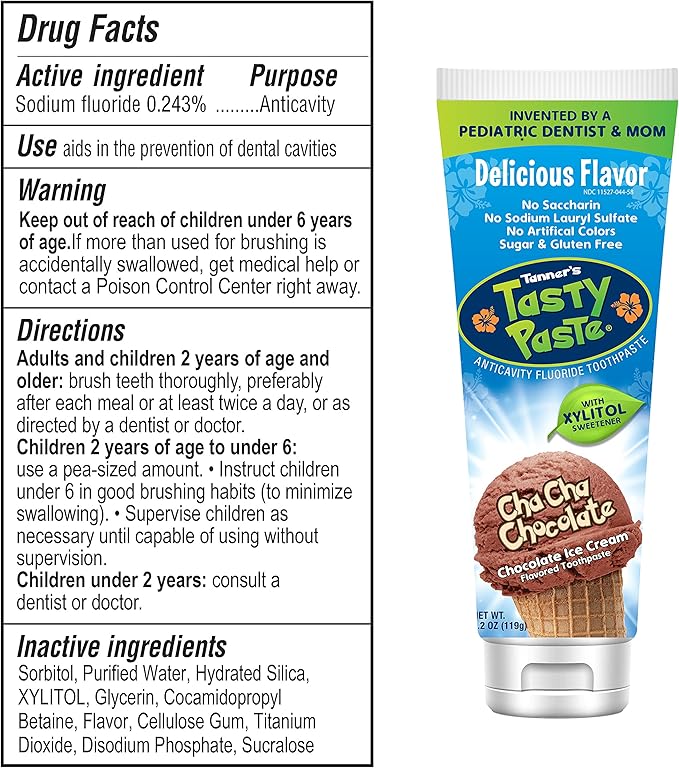 Tanner's Tasty Paste Cha Cha Chocolate Anti-Cavity Fluoride Toothpaste 4.2 oz.