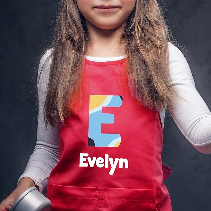 Personalized Kids Apron for Cooking with Chef Hat, Toddler Apron for Girls and Boys, Baking & Painting, Christmas, Birthday Gift For Children