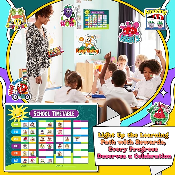 384PCS Scratch and Sniff Stickers for Kids, Large Scented Reward Smelly Fruits Stickers, Motivational Incentive Fun Sticker with Positive Words for Students School Teachers Must Haves, 32 Designs