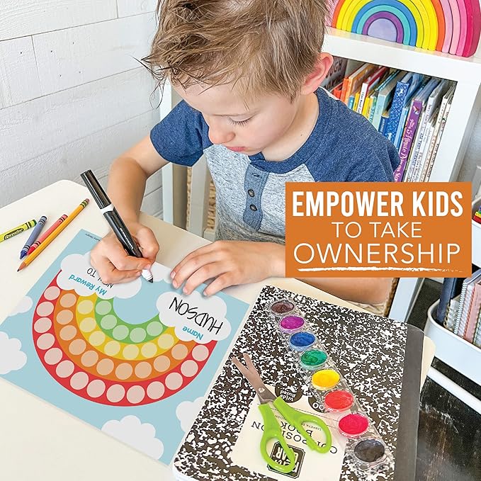 Star Sticker Chart for Kids Behavior -25 Toddler Sticker Reward Chart for Kids Incentives, Behavior Chart for Kids at Home & Classroom, Rainbow Incentive Chart for Classroom Must Haves