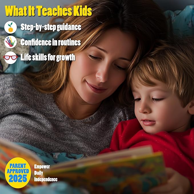 Night Routine Chart for Kids – Step-by-Step Visual Schedule (9x12 Laminated) | Self-Care Educational Chart for Children, Special Needs & Autism – Bedtime Routine Support – English