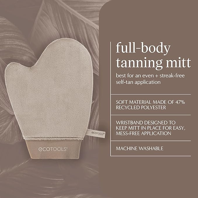 EcoTools Good Tan Full-Body Tanning Mitt, For Self Application, Use Soft Tanner Mitt With Mousse, Lotions, & Waters, Eco Friendly Sunless Applicator, Vegan, & Cruelty-Free, 1 Count