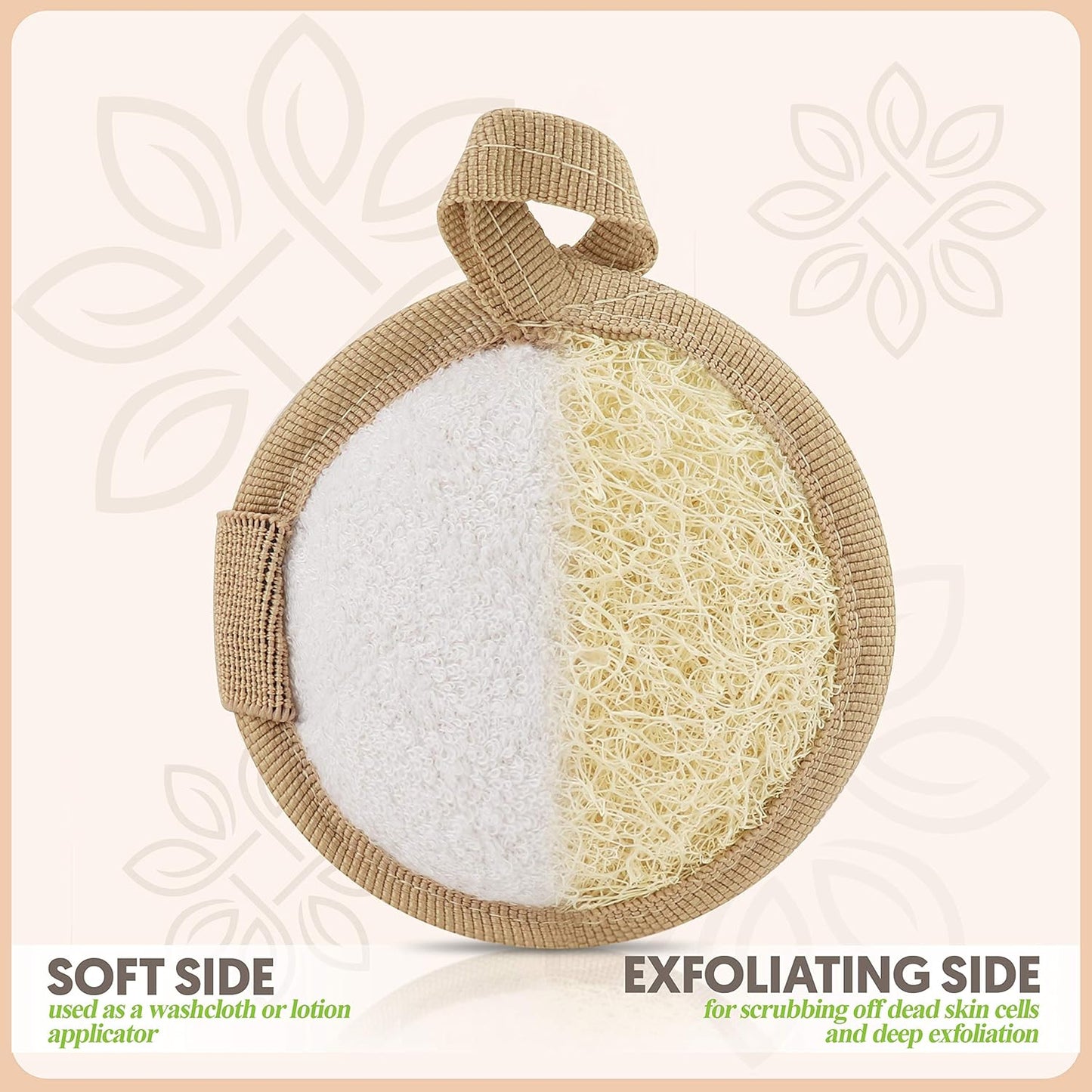 Almooni Natural Loofah Exfoliating Facial Scrubber, Made with Natural Egyptian Shower Loofah Sponge, Bath Shower Loofah Sponge for Women and Men, for Face That Gets You Clean - 6 Count (1 Pack)