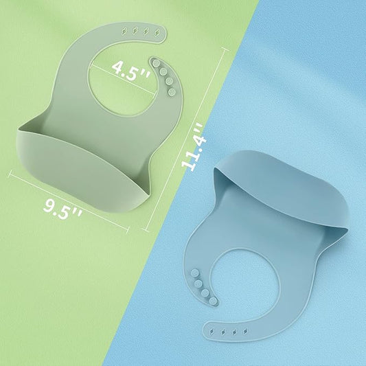ME.FAN Silicone Baby Bibs for Babies & Toddlers | Adjustable Silicone Bibs 2 Set