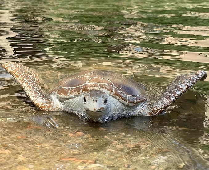 Gemini&Genius Sea Turtle Toys Sea Animal Action Figure, Sea Turtle Plastic Toy, Great for Kids Bath, Swimming, Beach Toys and Perfect Cake Coppers, Garden Decor (10 Inches)