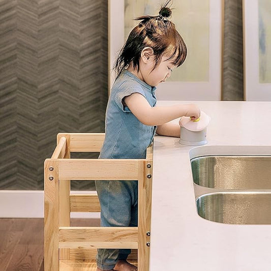 Kitchen Step Stool for Kids and Toddlers with Safety Rail, Kids Step Stool Standing Tower Learning Stool for Bathroom& Kitchen